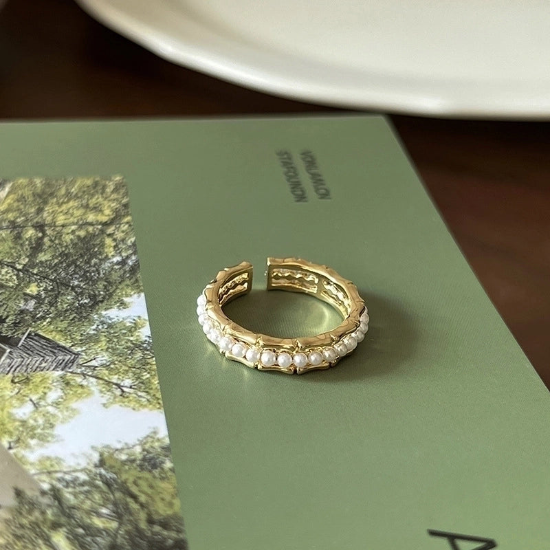 Copper Inlay Animal Artificial Pearls Artificial Diamond Copper Rings