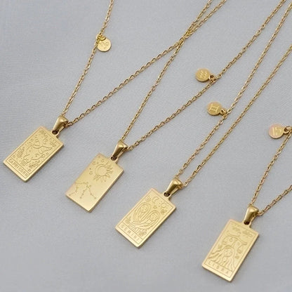 Fashion Square Constellation 304 Stainless Steel 18K Gold Plated Plating Stainless Steel Necklaces