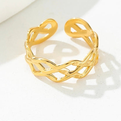 Y2K Exaggerated Geometric Round Dots 304 Stainless Steel 18K Gold Plated Plating Open Rings