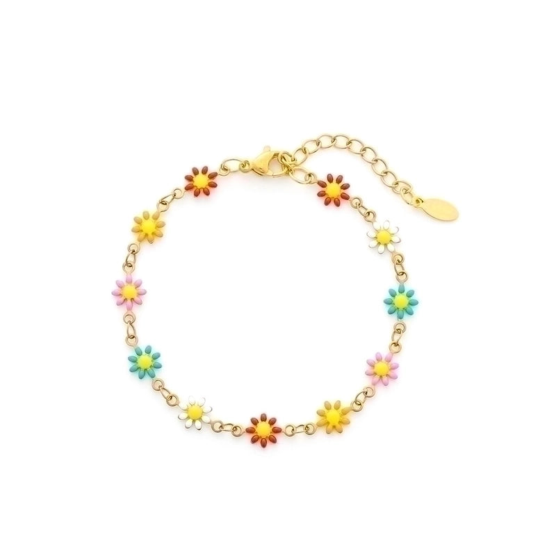 Cute Flower Stainless Steel 18K Gold Plated None Bracelets In Bulk