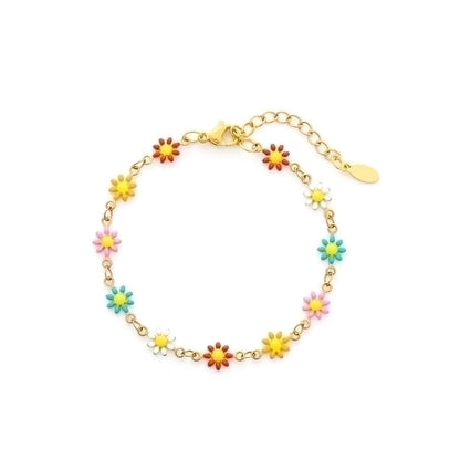 Cute Flower Stainless Steel 18K Gold Plated None Bracelets In Bulk