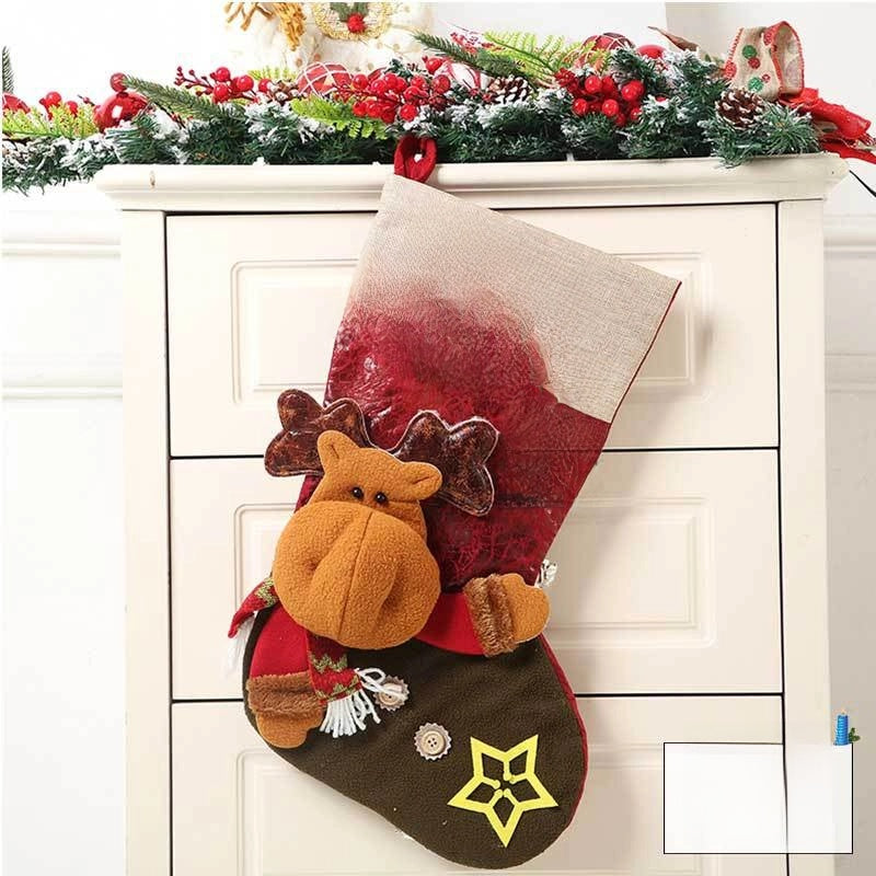 Christmas Decorations Santa Socks Claus Gift Bag Party Layout Snowman Elk Children Gift Socks Pendant