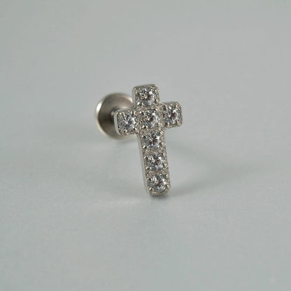 1 Piece Lip Rings Casual Vacation Tropical Cross G23 Titanium Alloy Plating Zircon 18K Gold Plated Lip Rings Ear Cartilage Rings & Studs