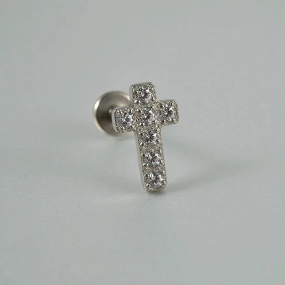 1 Piece Lip Rings Casual Vacation Tropical Cross G23 Titanium Alloy Plating Zircon 18K Gold Plated Lip Rings Ear Cartilage Rings & Studs