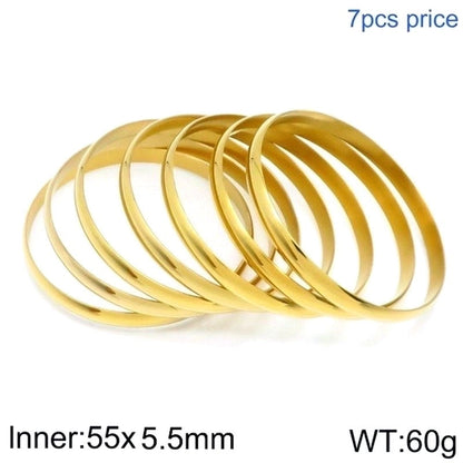 Minimalist Round Stainless Steel 18K Gold Plated Bangle In Bulk