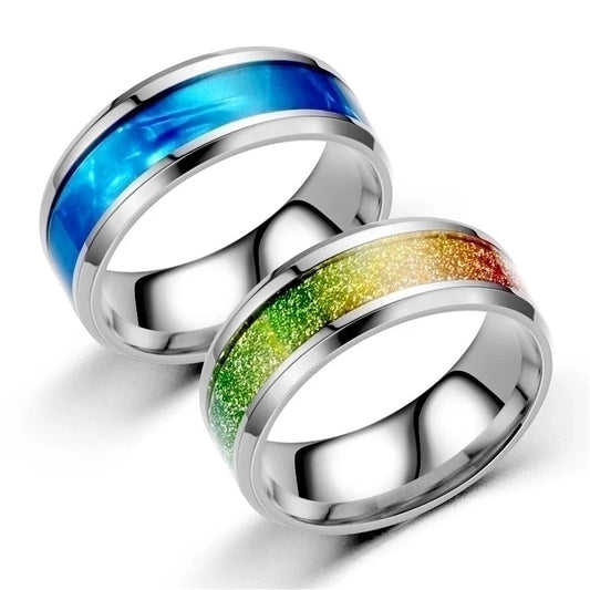 Fashion Titanium Steel Micro-inlaid Dripping Oil Couple Ring