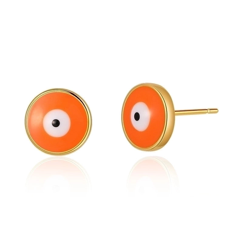1 Pair Retro Sweet Triangle Devil\'s Eye Heart Shape Enamel Plating Inlay Copper Zircon 18k Gold Plated Ear Studs
