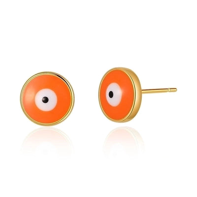 1 Pair Retro Sweet Triangle Devil\'s Eye Heart Shape Enamel Plating Inlay Copper Zircon 18k Gold Plated Ear Studs