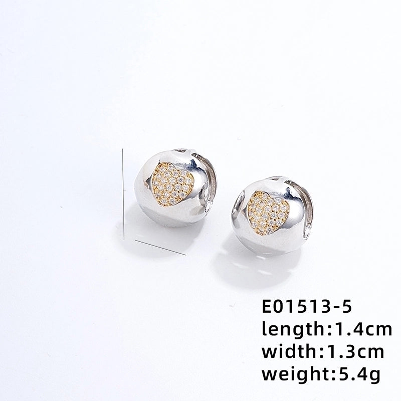 1 Pair Minimalist Commute Color Block Three-dimensional Inlay Copper Zircon Gold Plated Silver Plated Earrings
