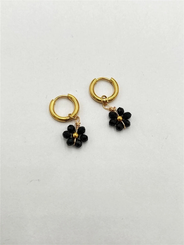 1 Pair Pastoral Flower Inlay 304 Stainless Steel Plastic Stainless Steel Earrings
