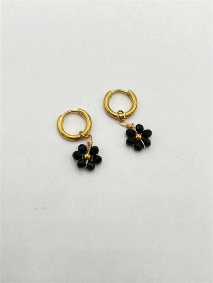1 Pair Pastoral Flower Inlay 304 Stainless Steel Plastic Stainless Steel Earrings