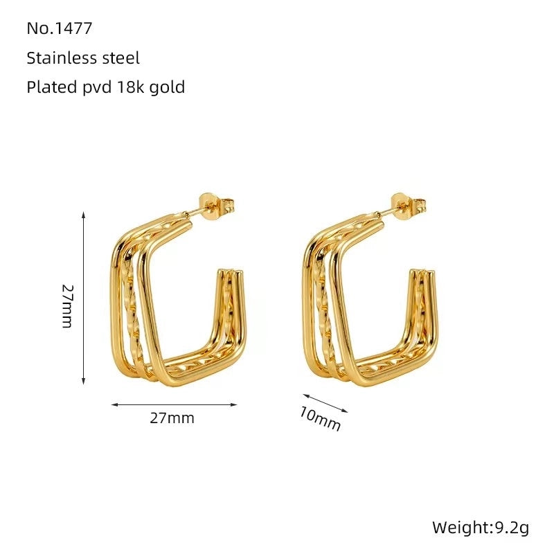 1 Pair Minimalist Classic Style Solid Color 304 Stainless Steel 18K Gold Plated Earrings Ear Studs