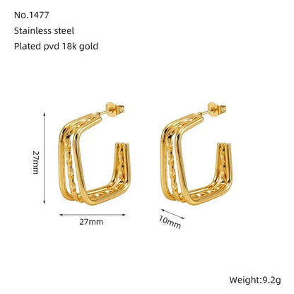 1 Pair Minimalist Classic Style Solid Color 304 Stainless Steel 18K Gold Plated Earrings Ear Studs