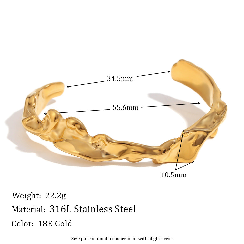 Fashion Irregular Stainless Steel 18K Gold Plated Bangles