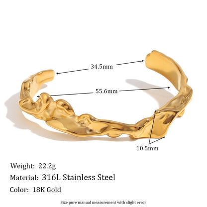 Fashion Irregular Stainless Steel 18K Gold Plated Bangles