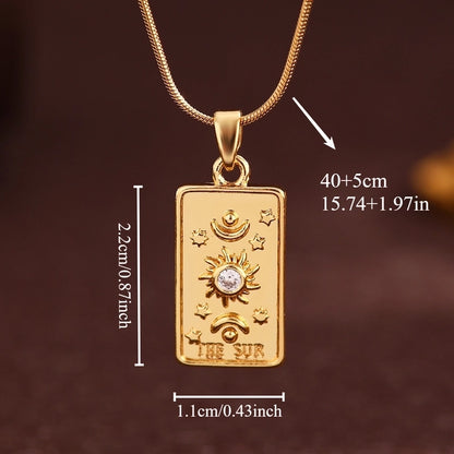 Vintage Style Minimalist Sun Moon Titanium Steel Copper Plating Pendant Necklace