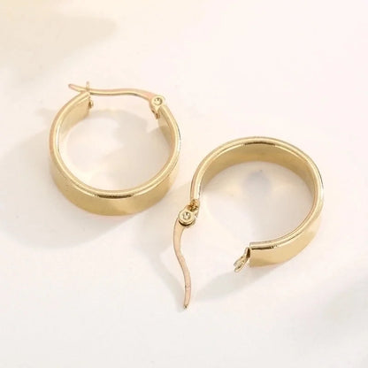 1 Pair Retro Streetwear Solid Color Plating Stainless Steel 18K Gold Plated Hoop Earrings