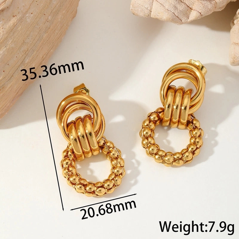 1 Pair Basic Minimalist Geometric Hollow Out 304 Stainless Steel 18K Gold Plated Ear Studs