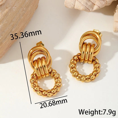 1 Pair Basic Minimalist Geometric Hollow Out 304 Stainless Steel 18K Gold Plated Ear Studs