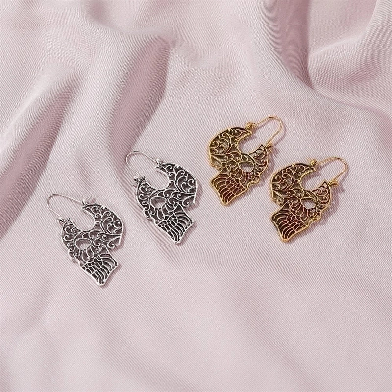 New Halloween Gothic Retro Hollow Carved Skull Earrings