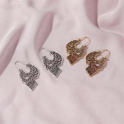 New Halloween Gothic Retro Hollow Carved Skull Earrings