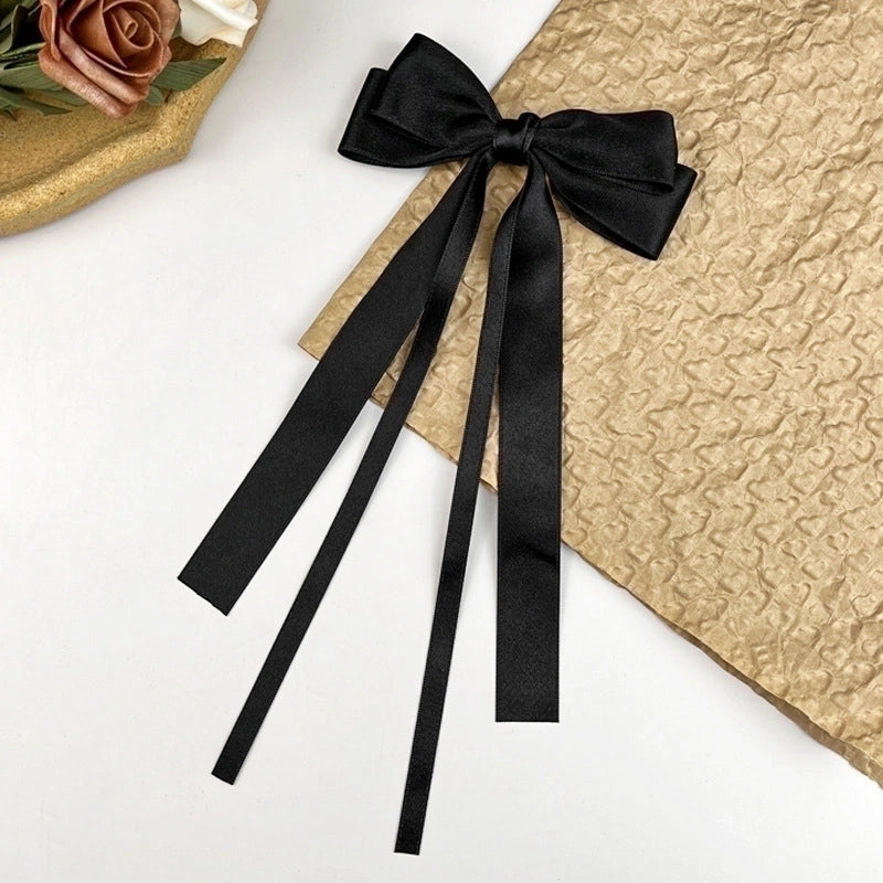 Sweet Girl Bow Ribbon Hairpin Japanese And Korean Style Simple High Sense Back Head Hairpin Internet Celebrity Hair Accessories