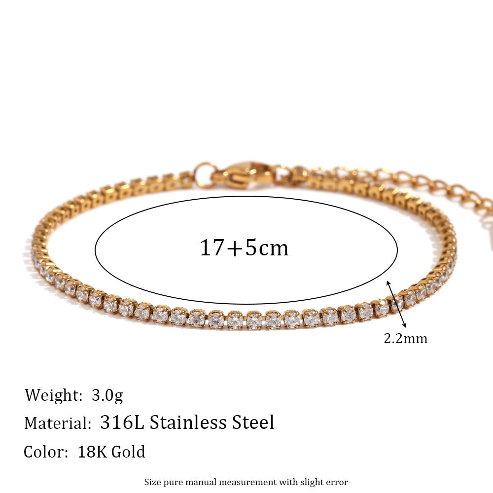 Women Fashion Quadrilateral Circle Geometric Stainless Steel 18K Gold Plated Bracelets