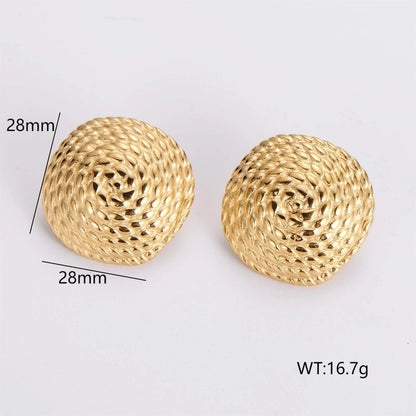 1 Pair French Style Minimalist Round Square Heart Shape 304 Stainless Steel No Inlaid 18K Gold Plated Ear Studs