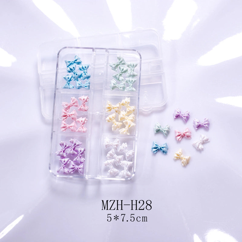 Manicure Butterfly Ornament Long Boxed Crooked Heart Cartoon Bear Bottoming Drill Christmas Bowknot Nail Ornament Ornament Mixed