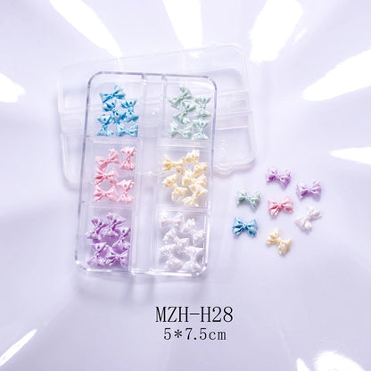 Manicure Butterfly Ornament Long Boxed Crooked Heart Cartoon Bear Bottoming Drill Christmas Bowknot Nail Ornament Ornament Mixed