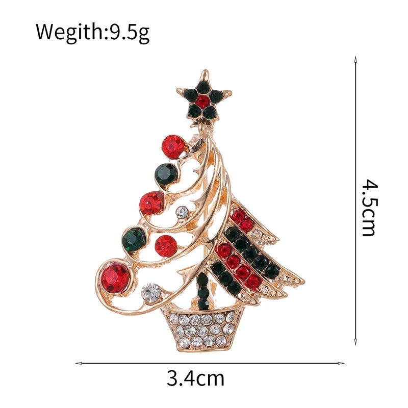 Cute Pin Christmas Tree Wreath Zinc Alloy Enamel Plating Inlay Rhinestones Unisex Brooches