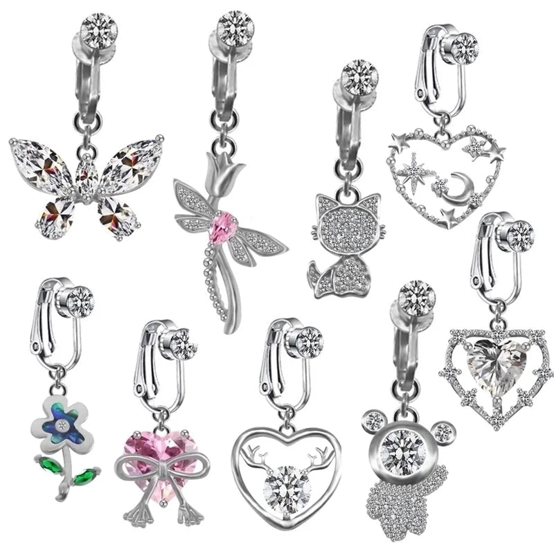 Casual Retro Minimalist Animal Starry Sky Moon Stainless Steel Alloy Copper White Gold Plated Gold Plated Rhinestones Belly Ring In Bulk