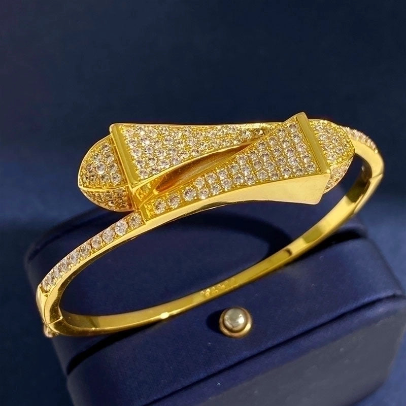 Commute Geometric Copper Inlay Zircon Bangle