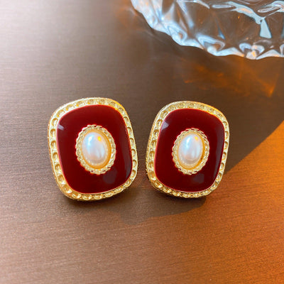 2 Pieces Mid-century Modern Round Geometric Copper Electroplating Earrings