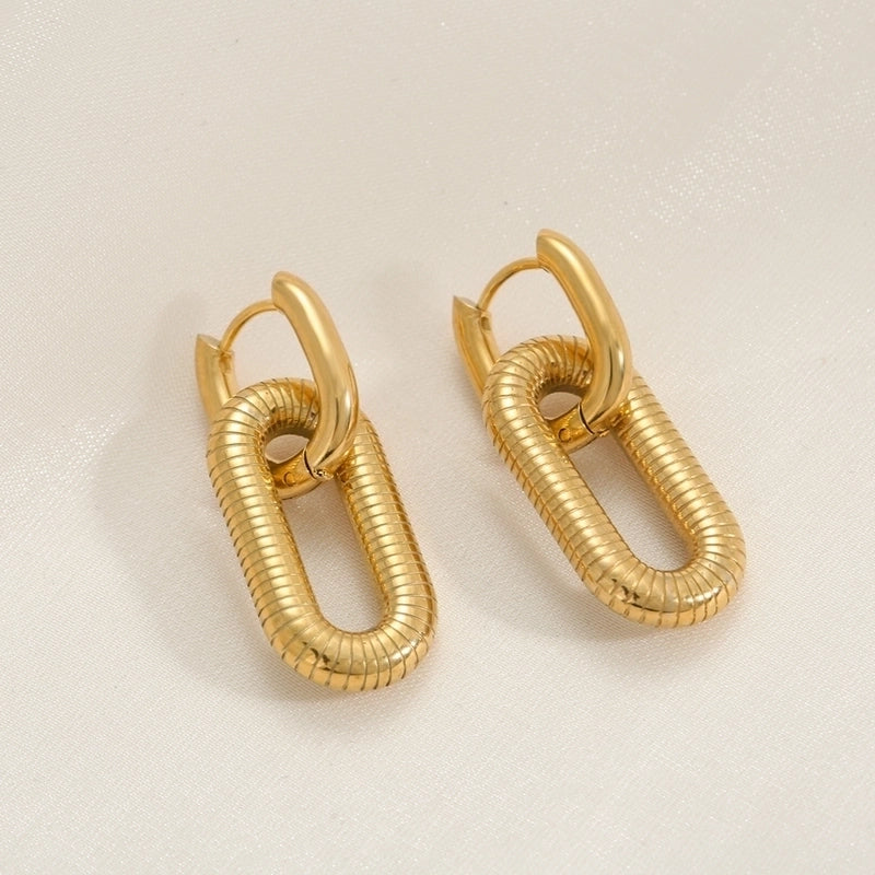 1 Pair Hip-Hop Oversized U Shape 304 Stainless Steel 18K Gold Plated Earrings