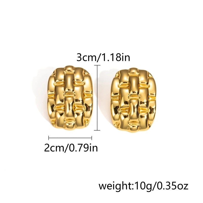 1 Pair Classic Style Geometric Oval Heart Shape Plating 304 Stainless Steel Ear Studs