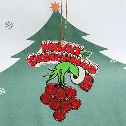 Cute Grinch Arylic Christmas Bag Pendant