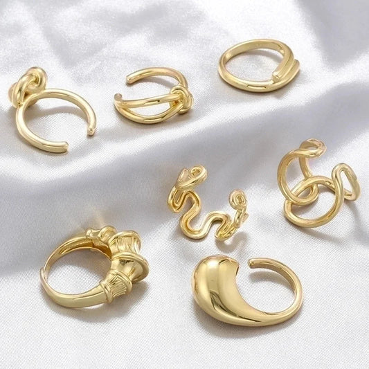 Casual Vintage Style Minimalist Irregular Water Droplets Copper 18k Gold Plated Open Rings In Bulk