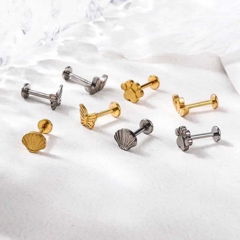 1 Piece Lip Rings Fashion Heart Shape Pure Titanium Plating