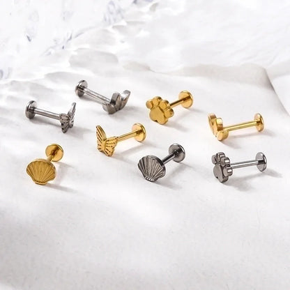 1 Piece Lip Rings Fashion Heart Shape Pure Titanium Plating