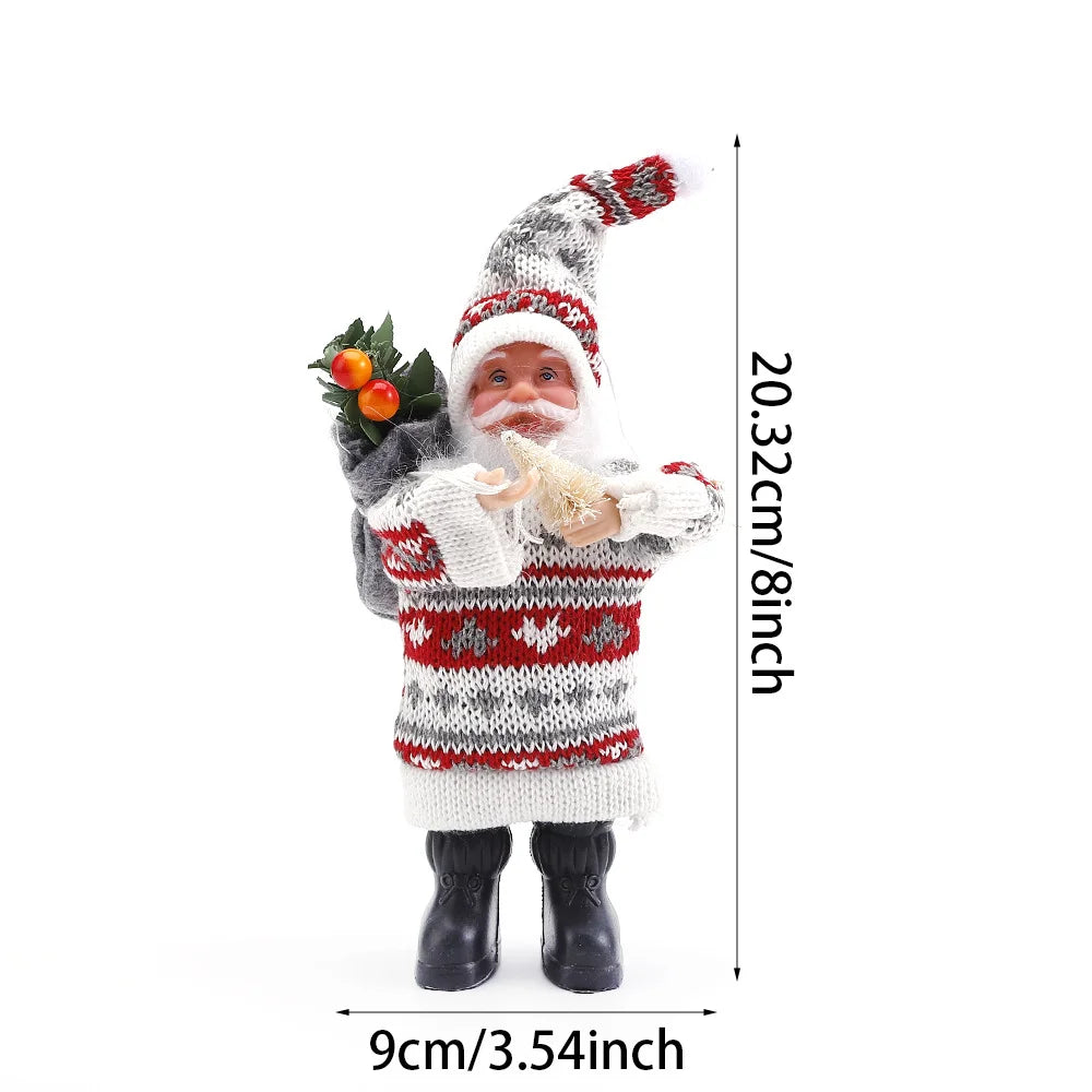 Cartoon Fabric Plush Standing Santa Claus Doll Christmas Decoration Desktop Ornament