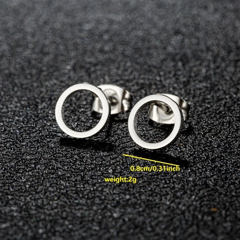 1 Pair Minimalist Classic Style Round Star Moon Hollow Out 304 Stainless Steel 18K Gold Plated Ear Studs