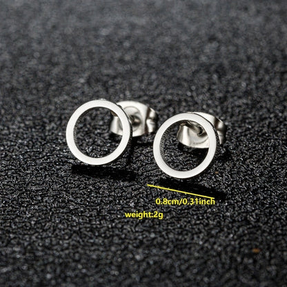 1 Pair Minimalist Classic Style Round Star Moon Hollow Out 304 Stainless Steel 18K Gold Plated Ear Studs