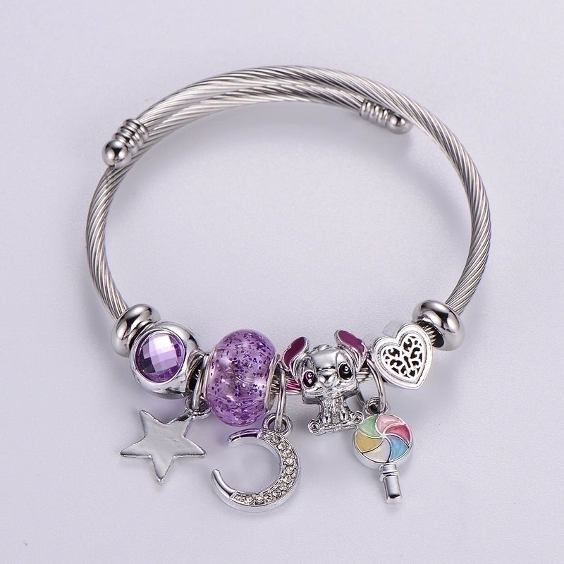 Sweet Classic Style Ice Cream Heart Shape Elephant Stainless Steel Alloy Beaded Epoxy Inlay Rhinestones Bracelets