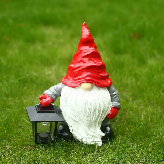 Cross-border New 2021 Christmas New Resin Solar Lantern Dwarf Ornaments Holiday Garden Decorations