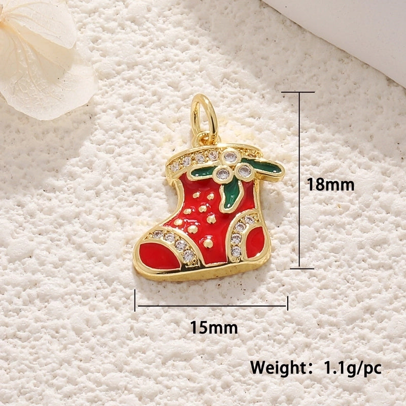 1 Piece 12*17mm 15 * 20mm 18 * 22mm Copper Christmas Tree Flower Snowflake Jewelry Accessories Pendant