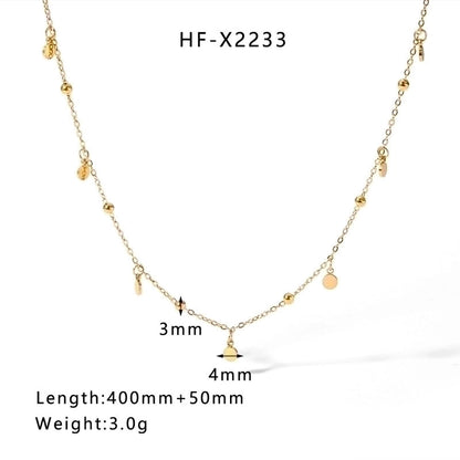304 Stainless Steel 18K Gold Plated Casual Elegant Lady Plating Geometric Star Heart Shape Artificial Pearls Shell Layered Necklaces Pendant Necklace