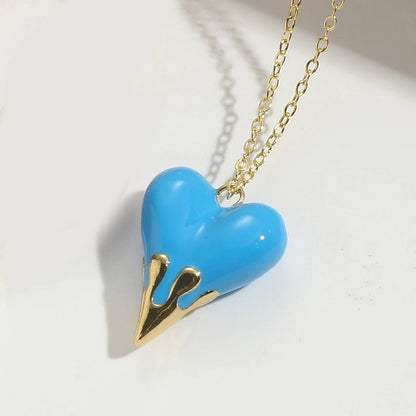 Copper 14K Gold Plated Heart Shape Pendant Necklace