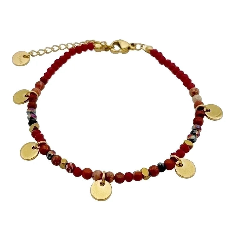 Elegant Geometric 304 Stainless Steel Labradorite Gold Plated Natural Stone Stainless Steel Bracelets In Bulk