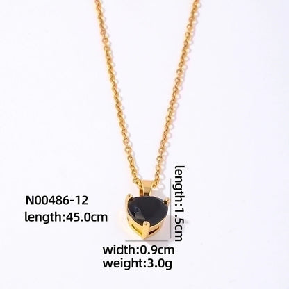 2 Pieces Elegant Minimalist Heart Shape 304 Stainless Steel Copper Plating Inlay Gold Plated Zircon Pendant Necklace